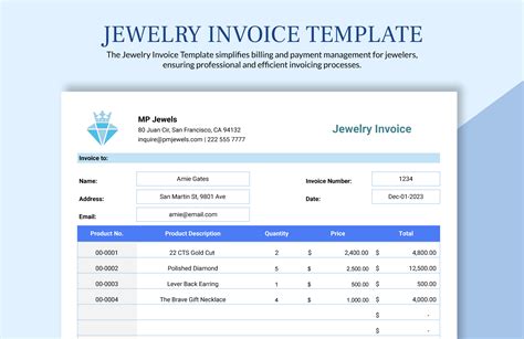 Jewelry Invoice Template In Google Docs Illustrator Psd Word Pages