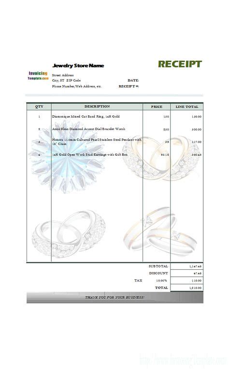 Jewelry Receipt Template Jewelry Reciept In 2019 Receipt Template