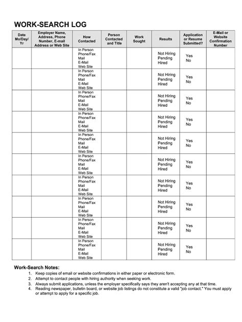 Job Search Form For Unemployment Fill Online Printable Fillable