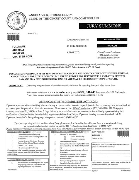 Jury Duty Summons Letter For Your Needs Letter Template Collection