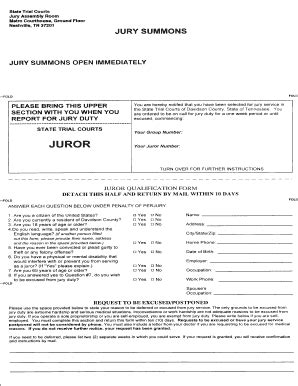 Jury Service Forms Pdffiller