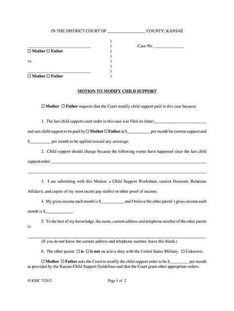 Kansas Child Support Arrears Forgiveness 2012 2024 Form Fill Out And