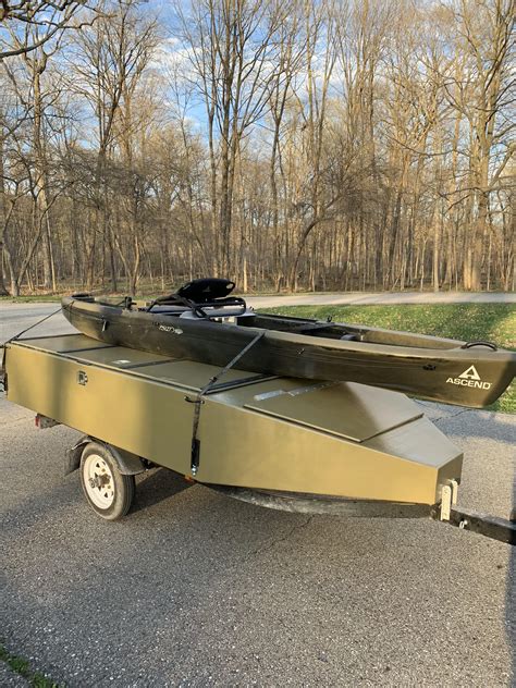 Kayak Hauler Built On An Old Jet Ski Trailer Storage For Rods And Gear Made To Fit 2 Yaks Side