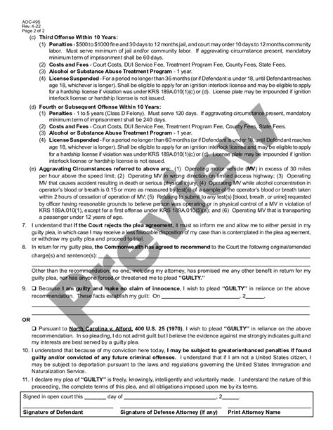 Kentucky Dui Guilty Plea Dui Guilty Plea Form Ky Us Legal Forms