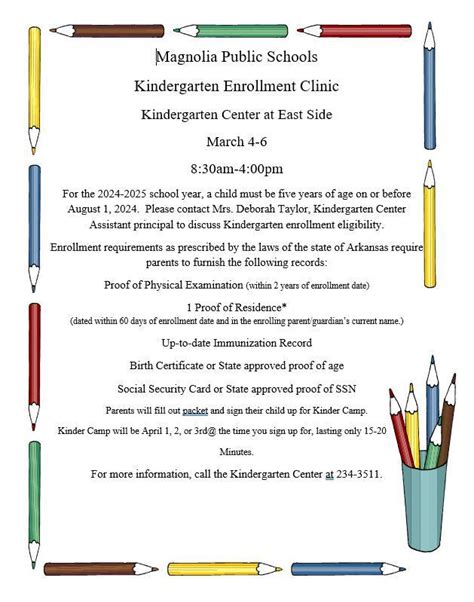 Kindergarten Enrollment Clinic Magnolia School District