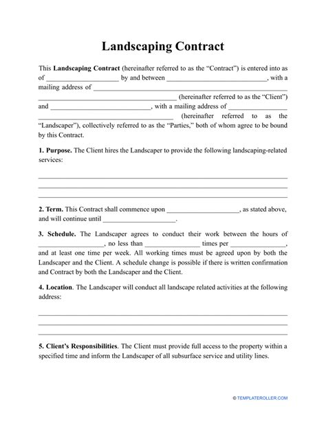 Landscaping Contract Template Free Printable Form Templates And Letter