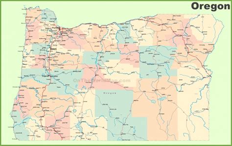 Large Detailed Tourist Map Of Oregon With Cities And Towns Printable