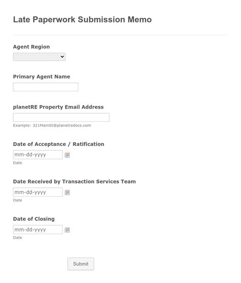 Late Paperwork Submission Memo Form Template Jotform