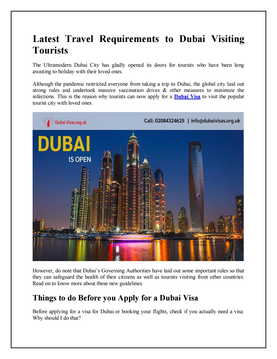 Latest Travel Requirements To Dubai Visiting Tourists By Dubai Visa Issuu