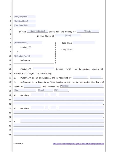 Lawsuit Template Free Free Printable Templates Free Word Template