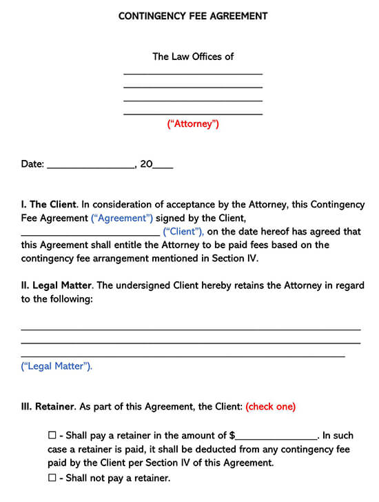 Lawyer Fee Agreement Template