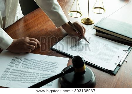 Lawyer Or Attorney Working With Papers In Office Stock Image Image Of