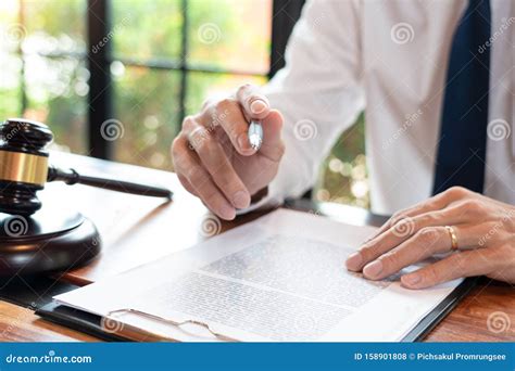 Lawyer Or Judge Business Man Working With Paperwork Agreement Contract