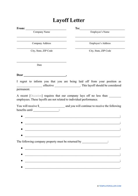 Layoff Letter Template Fill Out Sign Online And Download Pdf