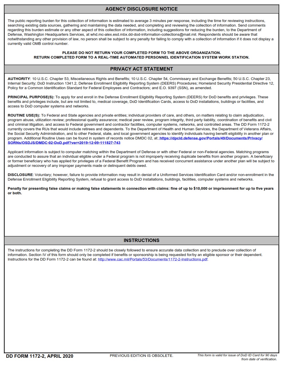 Learn How To Fill The Dd Form 1172 Application For Identification Card