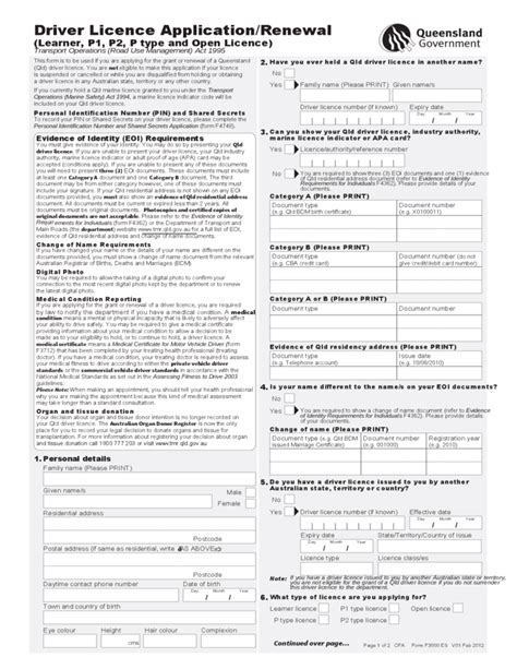 Learning Driving Licence Form Queensland Free Download