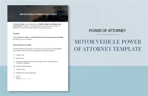 Leased Vehicle Power Of Attorney Template In Word Google Docs Download Template Net