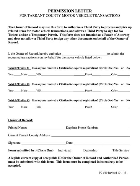 Letter Of Authorization For Vehicle Registration Texas Fill Out Sign