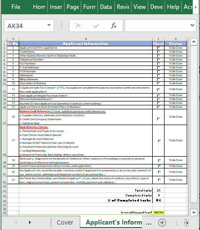 Letter Of Credit Checklist