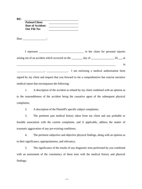 Letter Requesting Medical Doc Template Pdffiller