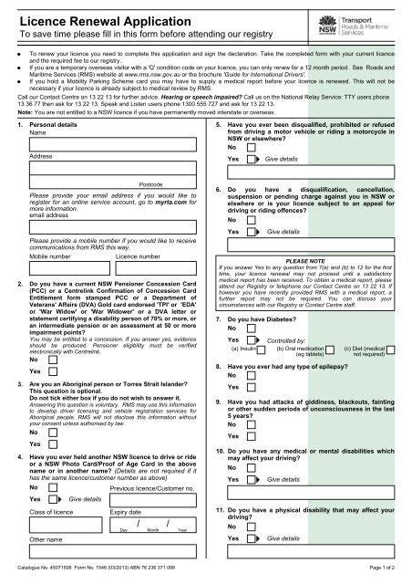 Licence Renewal Application Rta