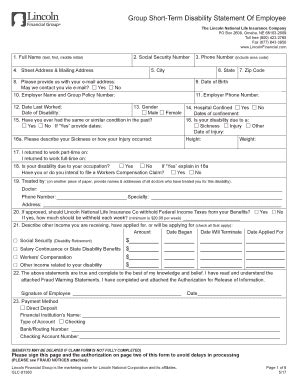 Lincoln Financial Short Term Disability S 2017 2025 Form Fill Out And Sign Printable Pdf