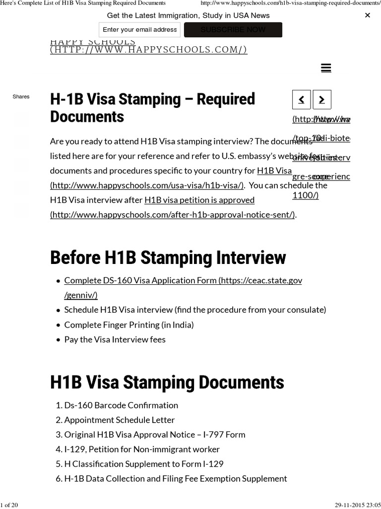 List Of Documents Required For H1b Transfer