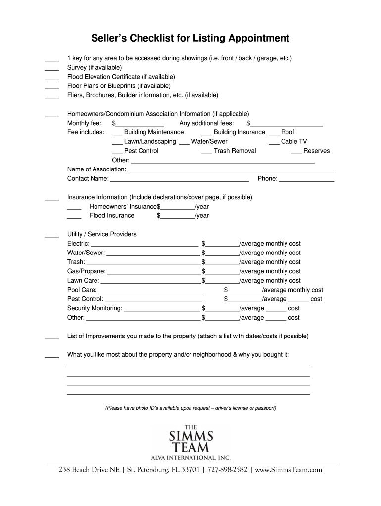 Listing Appointment Checklist Pdf Fill Out Sign Online Dochub