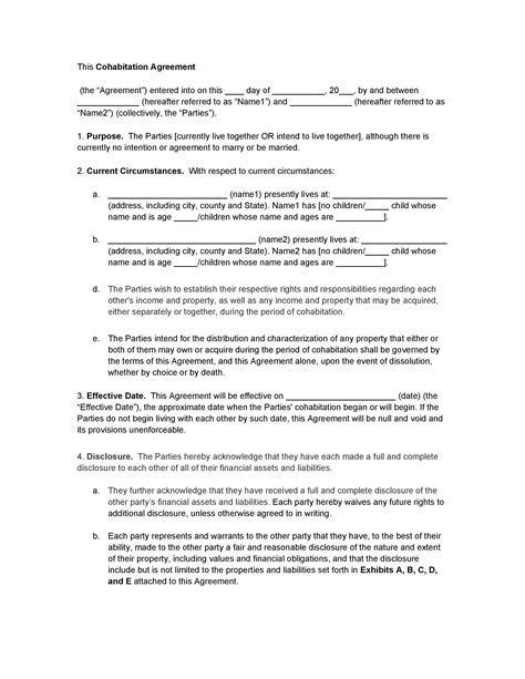 Living Together Agreement Template Free Of 8 Cohabitation Agreement