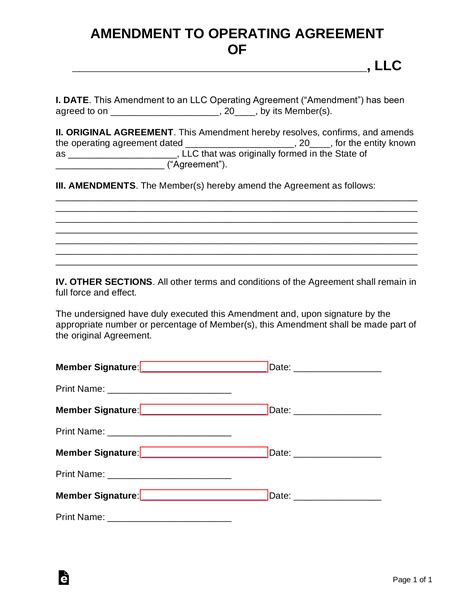 Llc Amendment Template