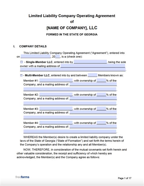 Llc Operating Agreement Georgia Pdf Fill Online Printable Fillable Blank Pdffiller