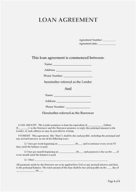 Loan Agreement Template Free Word Templates