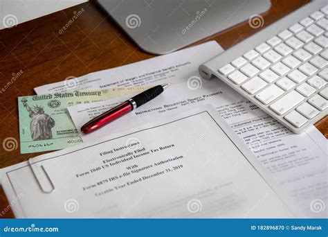 Loan And Tax Paperwork With Stimulus Check Stock Photo Image Of Loan