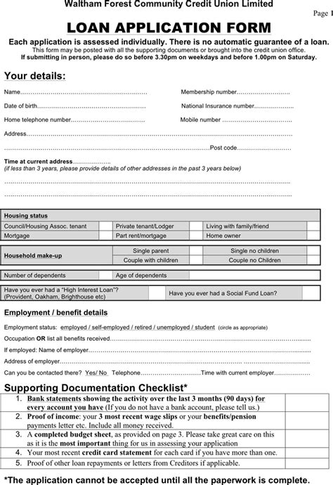 Loan Application Template Free Printable Documents