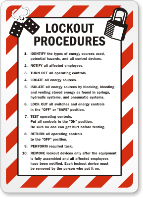 Lockout Procedures Sign With Graphic Sku S 2554 Mysafetysign Com