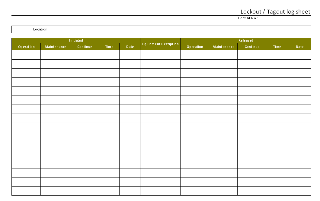 Lockout Tag Out Log Book 120 Pages Large Lockout Tagout Record Keeping