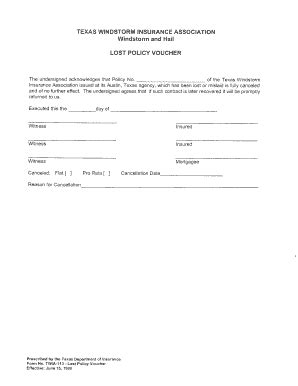 Lost Policy Voucher Fill And Sign Printable Template Online