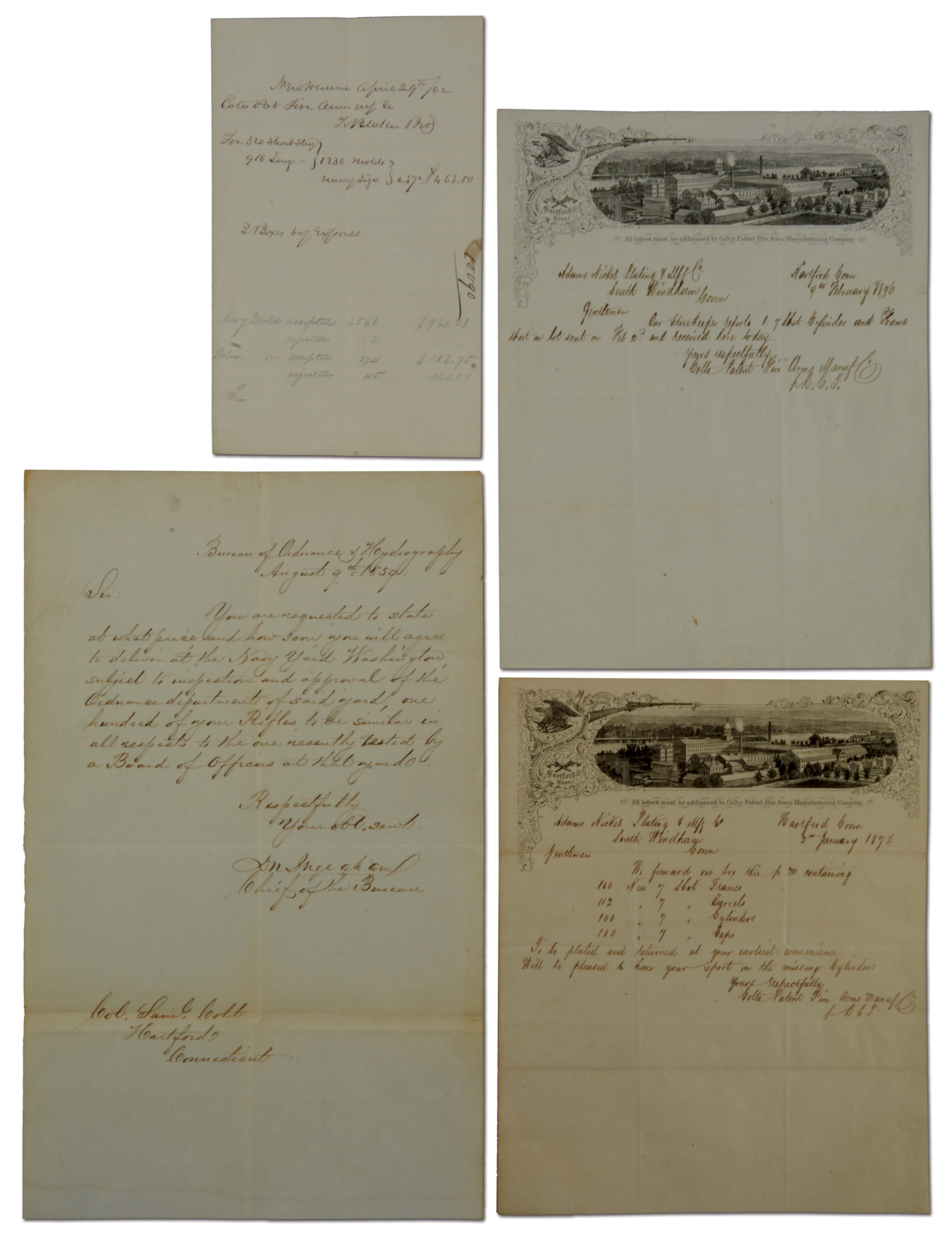 Lot Detail Colt Paperwork Regarding The Military Purchase Of The 1855