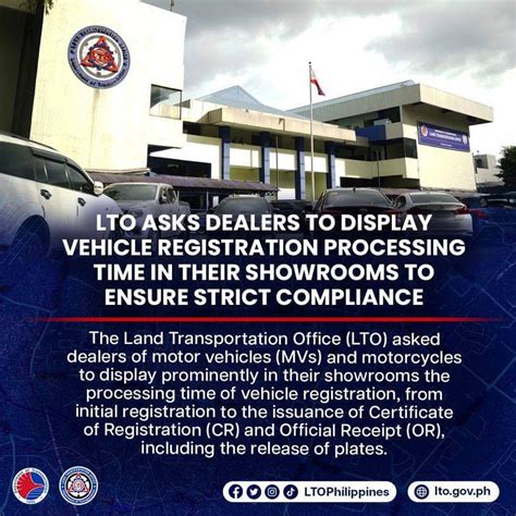 Lto Car Dealers Must Display Vehicle Registration Processing Time In