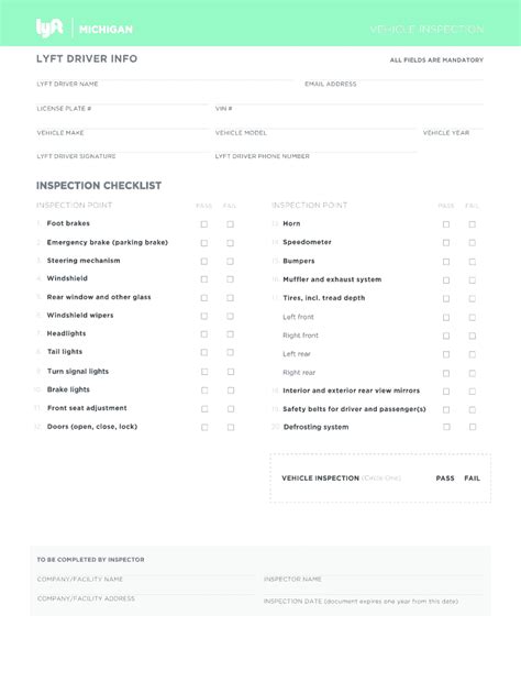 Lyft Inspection Form Fill Out Sign Online Dochub