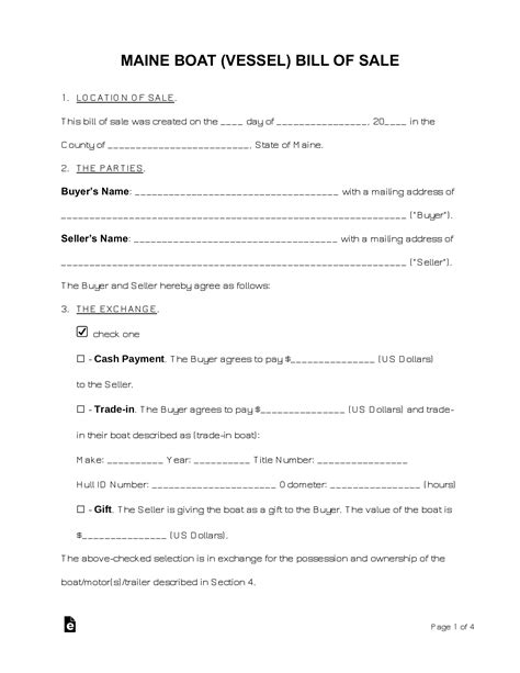 Maine Boat Bill Of Sale Form Fill Out Sign Online And Download Pdf