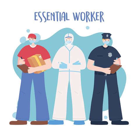 Male Essential Workers Card Template 1237600 Vector Art At Vecteezy