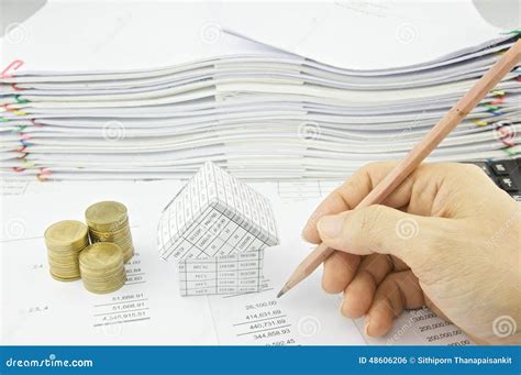 Man Checking Balance Sheet With Pencil Stock Photo Image Of Workload Balance 48606206