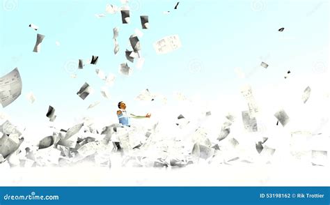 Man Drowning In Paperwork Stock Illustration Illustration Of Paperwork 53198162