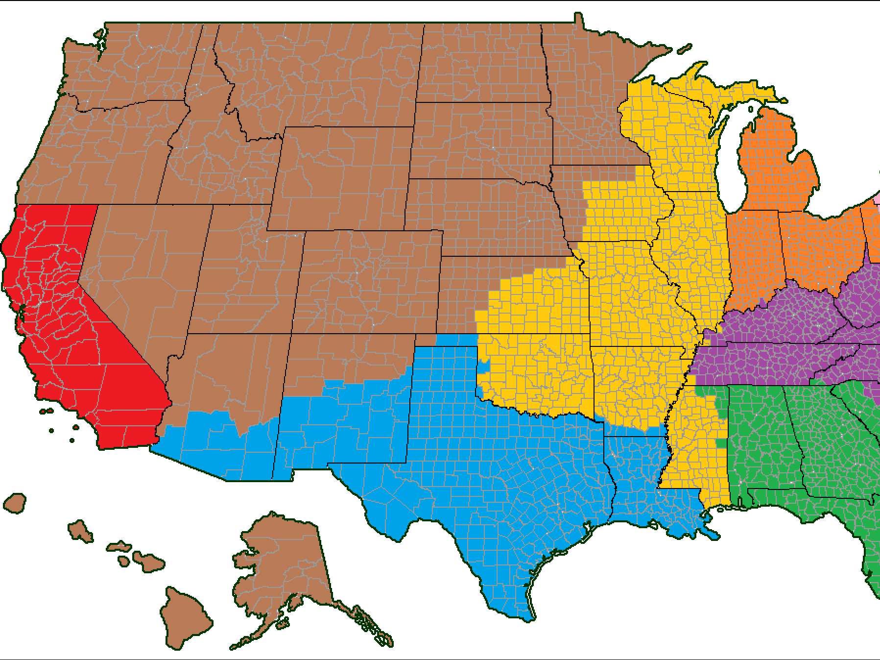 Map That Shows The Us Broken Into Regions With The Same Population As California Business Insider