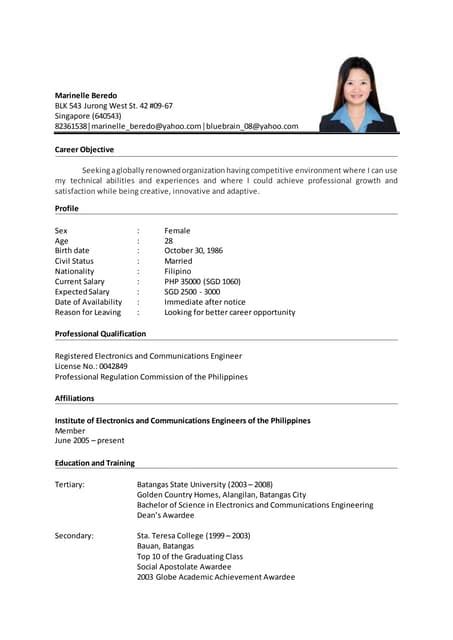 Marinelle Resume With Salary Pdf