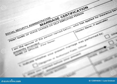 Marriage Certificate Certification Paperwork For Nuptials Stock