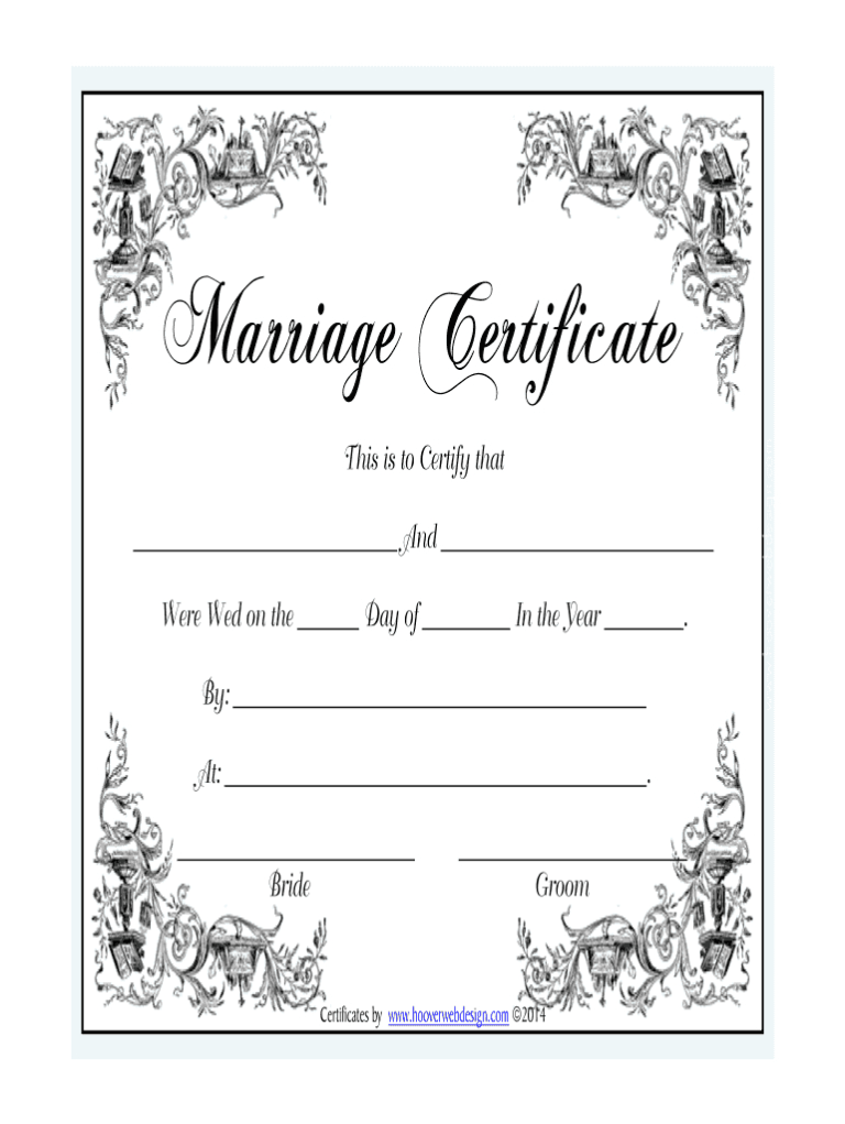 Marriage Certificate Fill Online Printable Fillable Blank Pdffiller