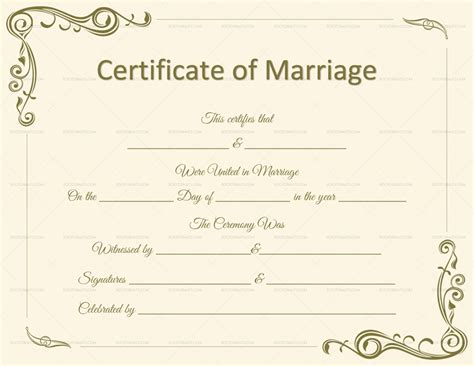 Marriage Certificate Template Word Pdf Doc Formats Marriage