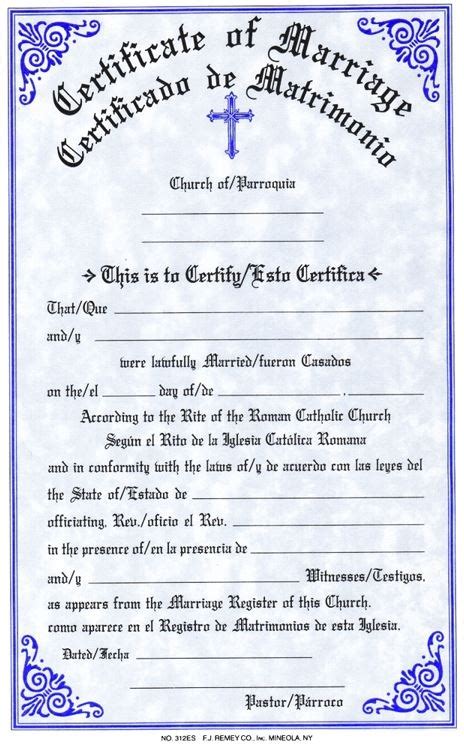 Marriage Certificates 312 English French Spanish Or Bilingual